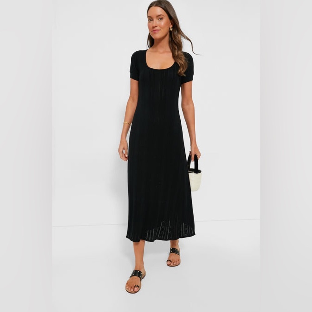 Tuckernuck Black Pointelle Ryder Dress Euro Summer Coquette Cottagecore